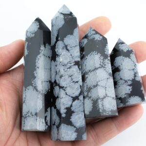 1 Pc Natural Snow Flake Obsidian Obelisk Tower Point wand healing crystal