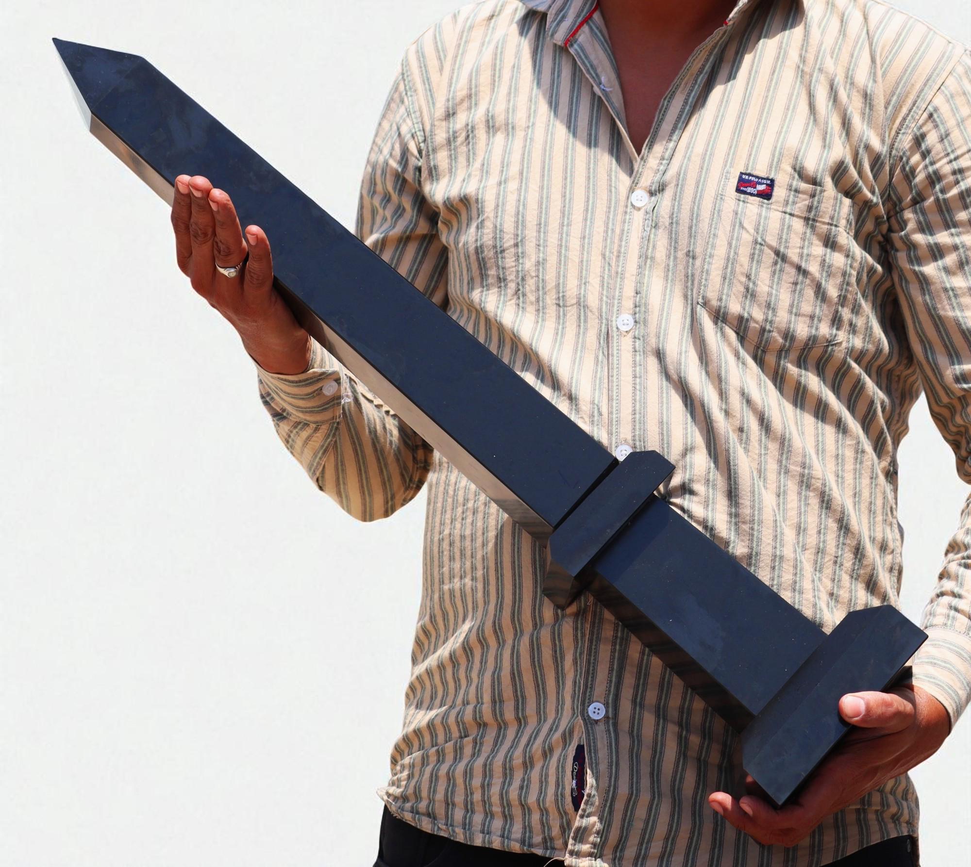 740mm Black Obsidian Crystal Obelisk Tower: Healing Energy Gemstone