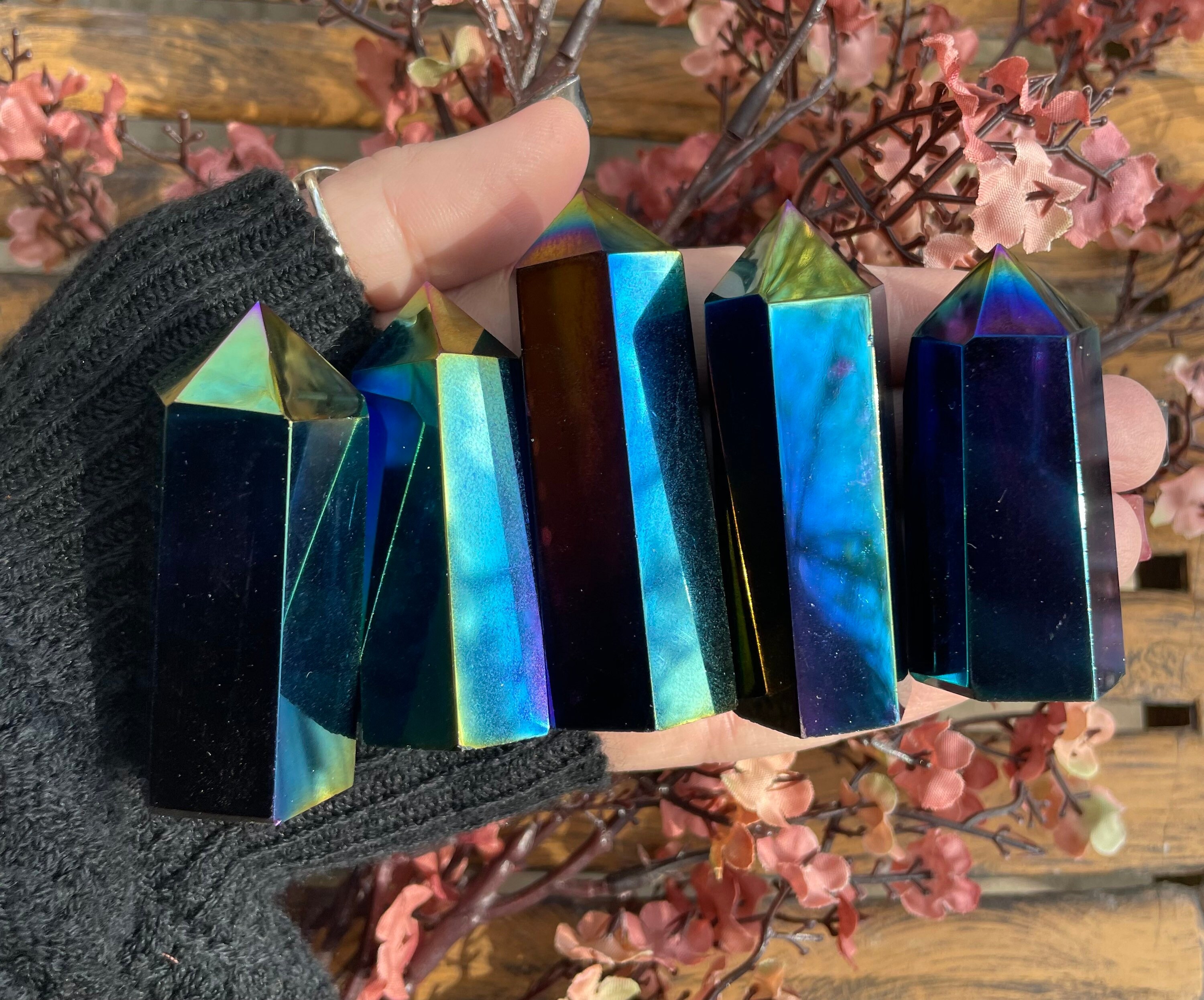 Aura Obsidian, Aura Obsidian Point, Qty. 1 Aura Obsidian, Aura Obsidian Point, Qty. 1