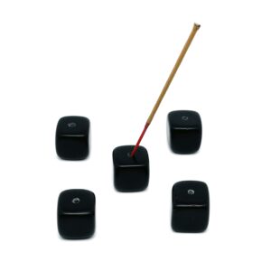 Obsidian Crystal Incense Holder - Crystal Stone Incense Stick Holder - Polished Cube Incense Holder - Healing Stone - IN1017
