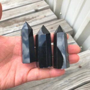 Natural Obsidian Obelisk Tower Point wand healing crystal