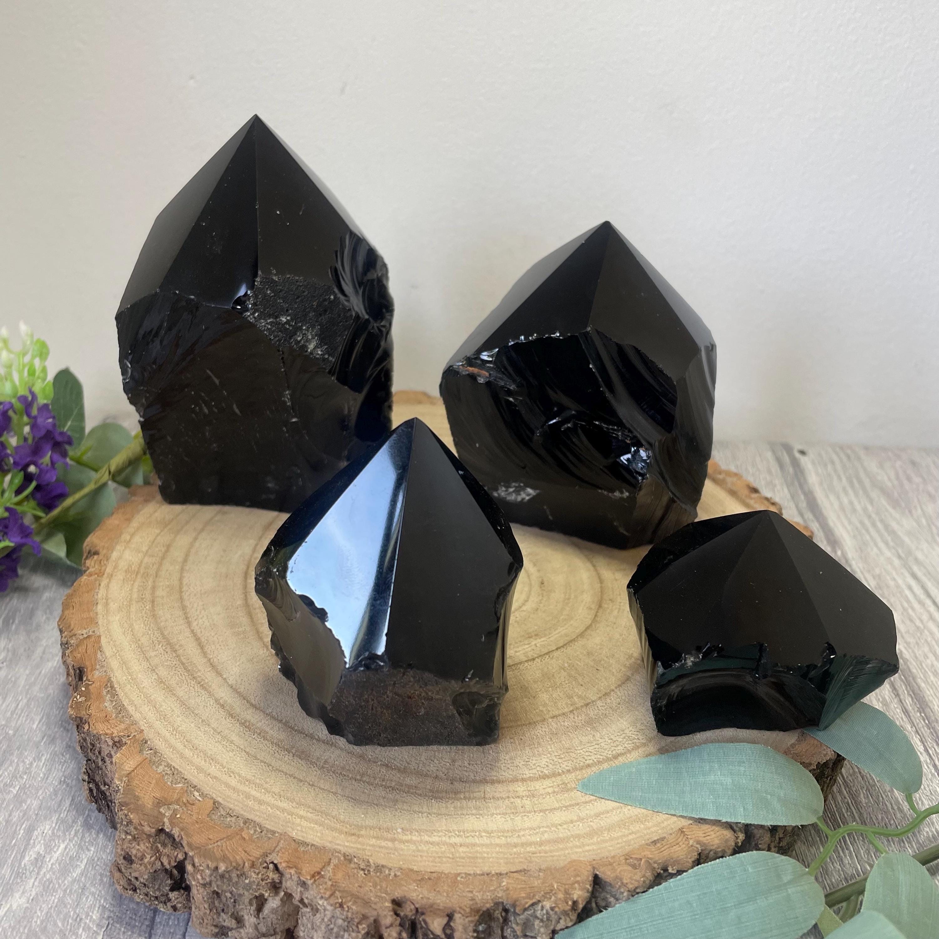 Natural Rough Obsidian With Polished Point – Volcanic Crystal For Protection & Grounding