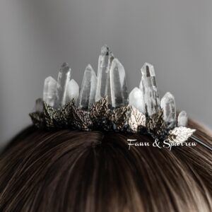 Obsidian Quartz Tiara, Black tie Wedding, High Priestess, Festival, Wiccan, Witch, Fantasy Crystal Crown