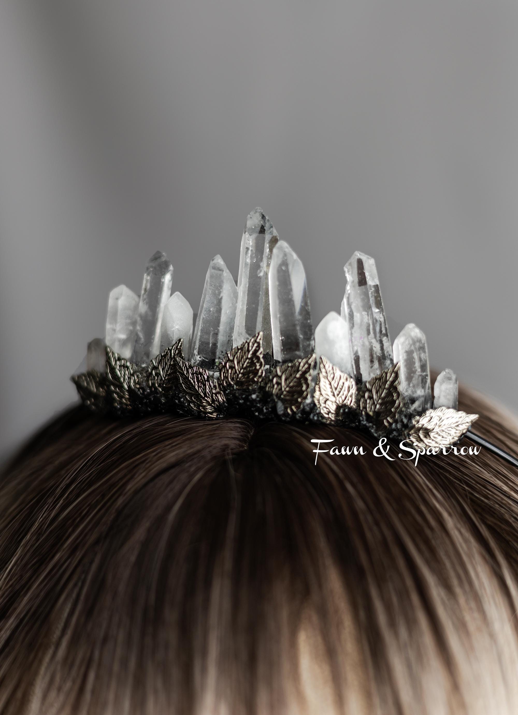 Obsidian Quartz Tiara, Black Tie Wedding, High Priestess, Festival, Wiccan, Witch, Fantasy Crystal Crown