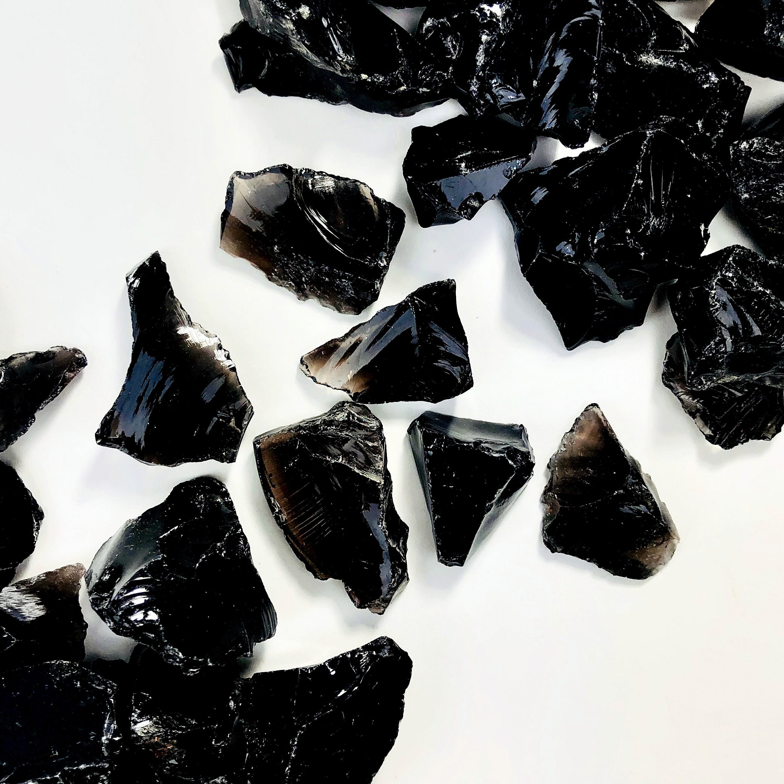 Black Obsidian Crystal Rough Stones - By Piece