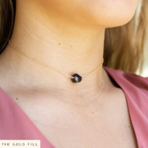 Raw Obsidian Crystal Choker – Genuine Gemstone Nugget, Dainty Jewelry Raw Obsidian Crystal Choker – Genuine Gemstone Nugget, Dainty Jewelry