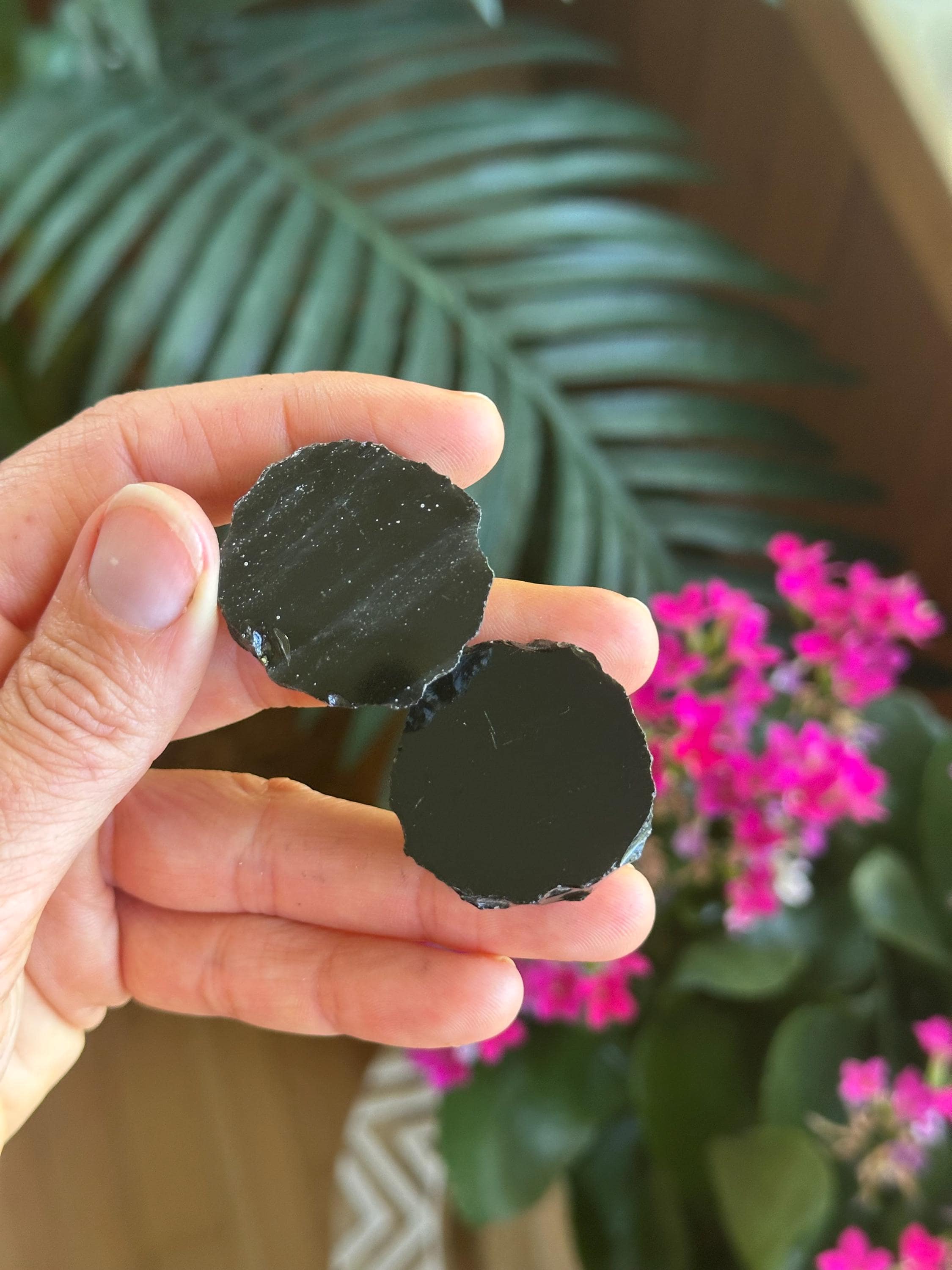 Half Polished Black Obsidian, Chunk, Obsidian Rough