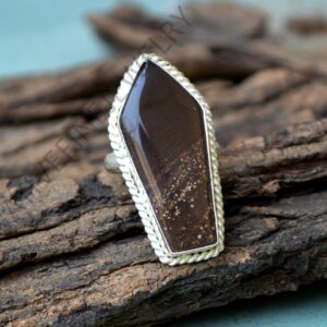 Arrow Sheen Obsidian Ring: Handmade 925 Sterling Silver Gemstone Arrow Sheen Obsidian Ring: Handmade 925 Sterling Silver Gemstone