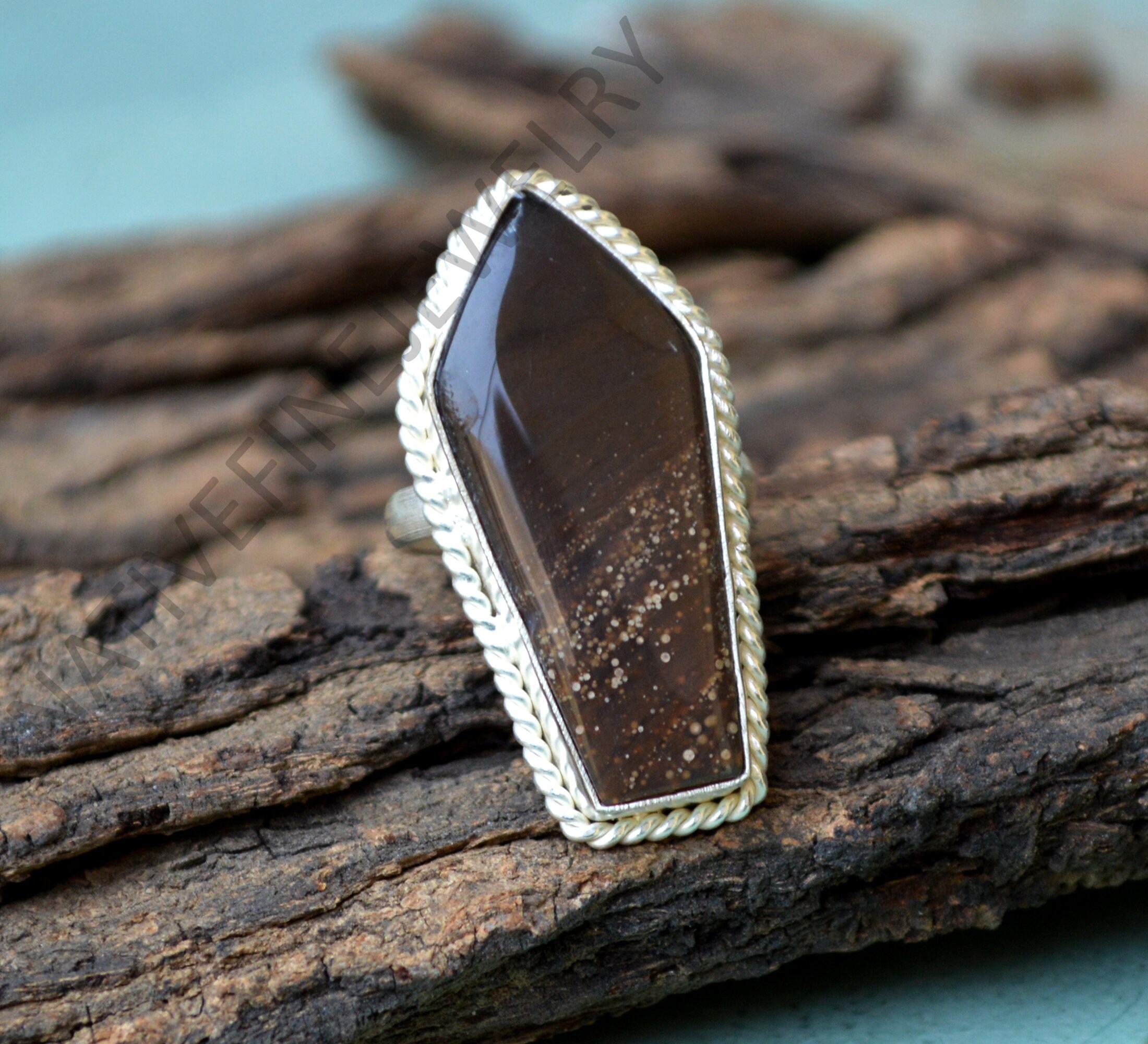 Arrow Sheen Obsidian Ring: Handmade 925 Sterling Silver Gemstone Arrow Sheen Obsidian Ring: Handmade 925 Sterling Silver Gemstone