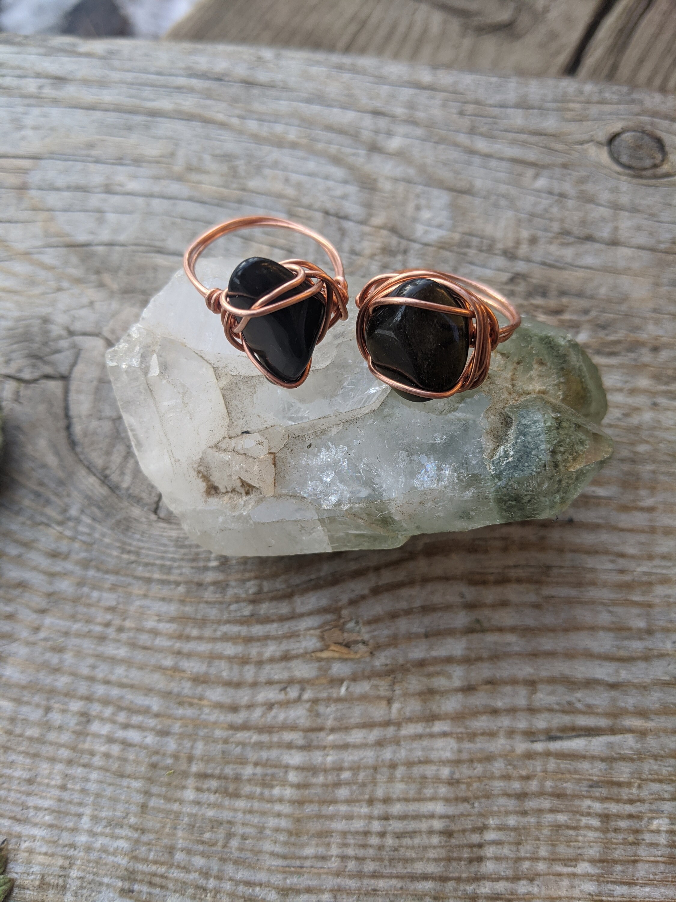 Black Obsidian Crystal Ring, Copper Obsidian Ring, Silver Obsidian Ring, Sheen Obsidian Ring, Golden Sheen, Silver Sheen, Black Crystal Ring
