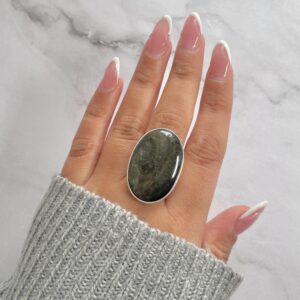 Gold Obsidian Adjustable Ring / 925 Sterling Silver / Healing Gemstone / Gifts for her / Oval Cab / Gold Obsidian Statement Ring / GDO-R-3.