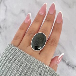 Gold Obsidian Adjustable Ring / 925 Sterling Silver / Healing Gemstone / Gifts for her / Oval Cab / Gold Obsidian Statement Ring / GDO-R-6.
