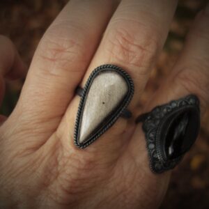 Sheen Sparkle Obsidian Ring, Size 7 Ring In Oxidized Sterling Silver