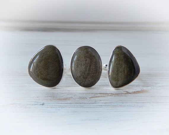 Obsidian Ring Sterling Silver • Adjustable Obsidian Rings Obsidian Ring Sterling Silver • Adjustable Obsidian Rings
