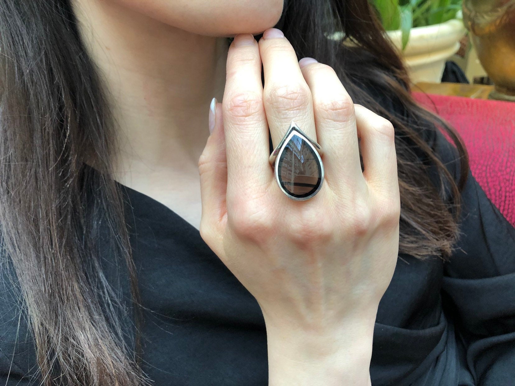 Obsidian Ring, Teardrop Ring, Artistic Ring, Statement Ring, Black Vintage Ring, Flat Ring, Leaf Ring, Volcanic Ring, Solid Silver Ring Obsidian Ring, Teardrop Ring, Artistic Ring, Statement Ring, Black Vintage Ring, Flat Ring, Leaf Ring, Volcanic Ring, Solid Silver Ring