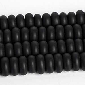 Genuine Natural Obsidian Gemstone Beads 6x3MM Matte Black Rondelle Loose Beads (117567) Genuine Natural Obsidian Gemstone Beads 6x3MM Matte Black Rondelle Loose Beads (117567)