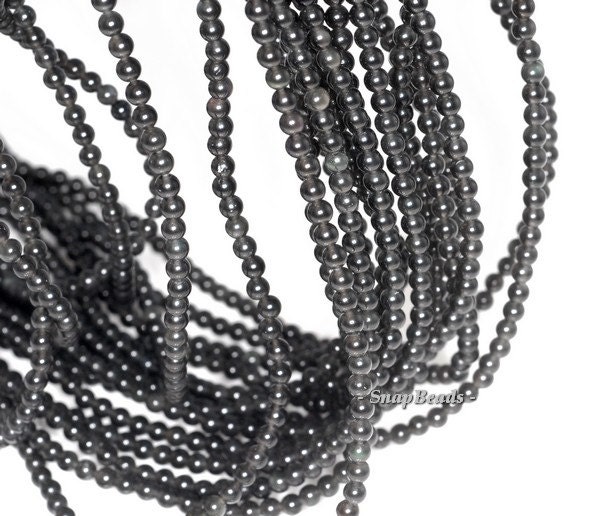 3mm Black Obsidian Gemstone Round 3mm Loose Beads 16 Inch Full Strand (90114018-107 - 3mm A)