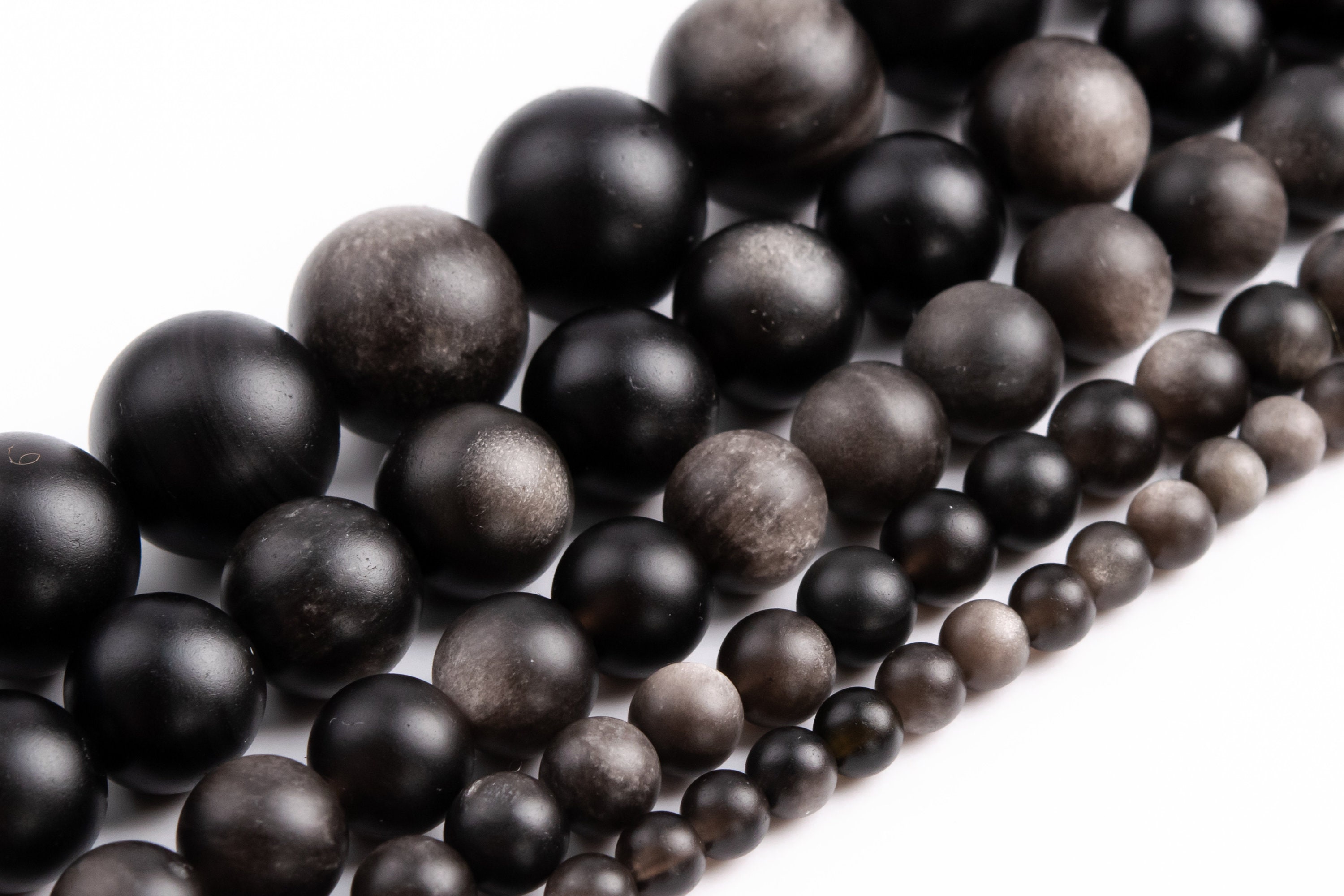 Matte Silver Obsidian Beads Genuine Natural Grade Aaa Gemstone Round Loose Beads 4mm 6mm 8mm 10mm 12mm Bulk Lot Options