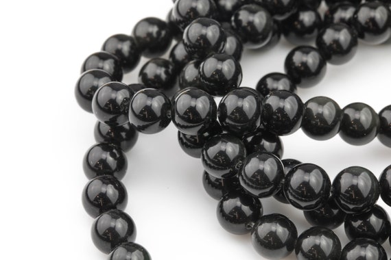 Natural High Quality Black Obsidian Beads ,  Round, 6mm, 8mm, 10mm, 12mm, 14mm, 16mm Aaa Quality  Smooth Gemstone Beads