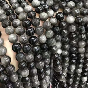 Natural Silver Obsidian Round Beads,4mm 6mm 8mm 10mm 12mm 14mm 16mm Silve Obsidian Beads Wholesale Supply,one Strand 15"