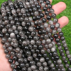 Natural Silver Obsidian Smooth And Round Beads,4mm/6mm/8mm/10mm/12mm/14mm/16mm Beads Supply,15 Inches One Strand