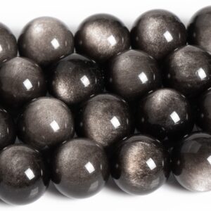 Silver Obsidian Beads Genuine Natural Grade AAA Gemstone Round Loose Beads 4MM 6MM 8MM 10MM Bulk Lot Options