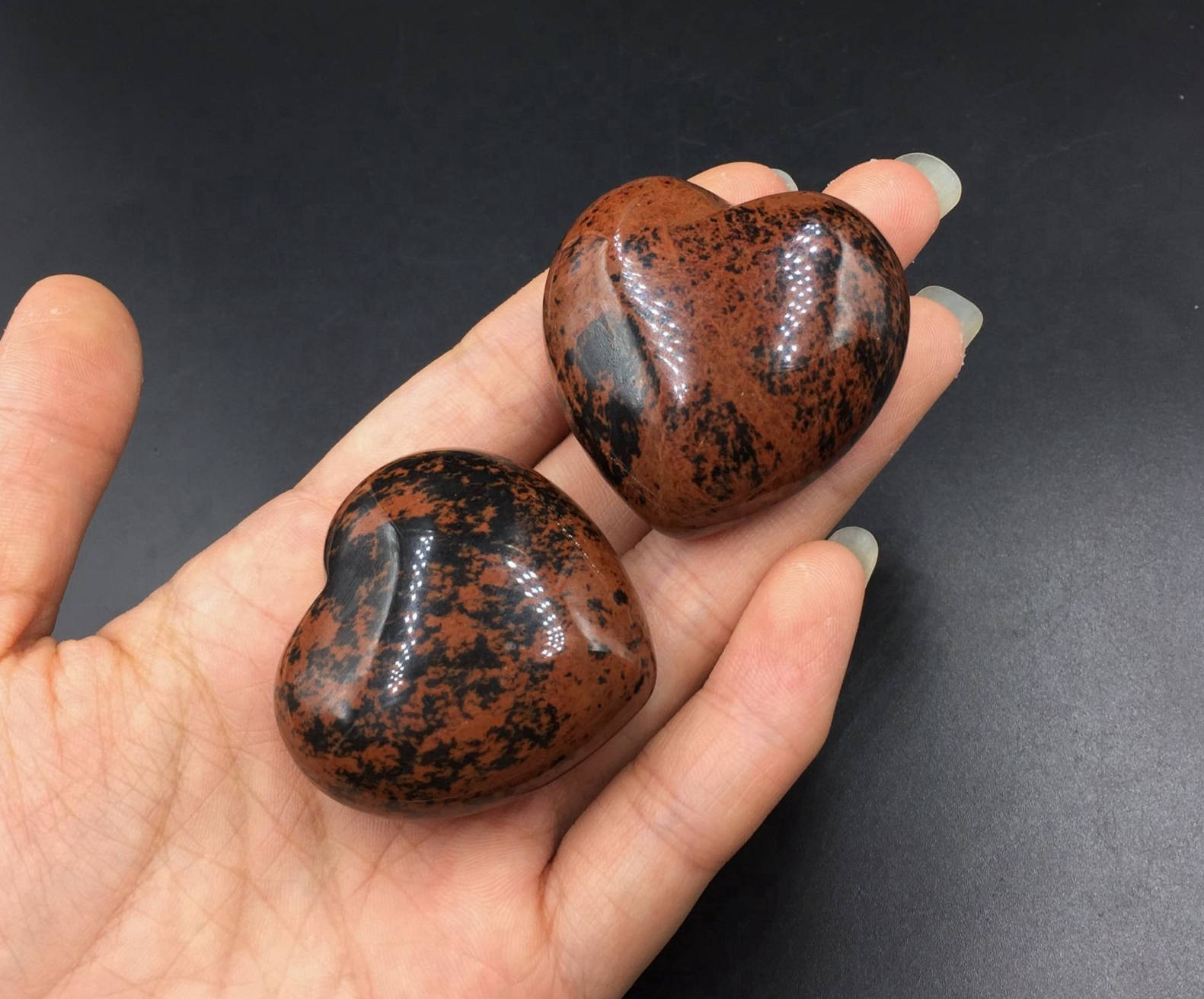 1.6" Red Obsidian Heart Puffy Heart Obisidian Crystal Heart Hand Carved Stone Heart Natural Gemstone Heart Healing Energy Crystal Gift Ch