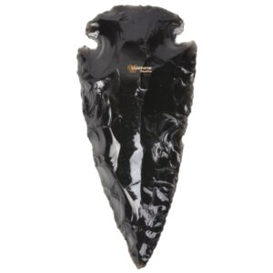 Black Obsidian Arrowhead Spearhead  Carving Healing Stone Hand Crafted Wire Wrapping Piece