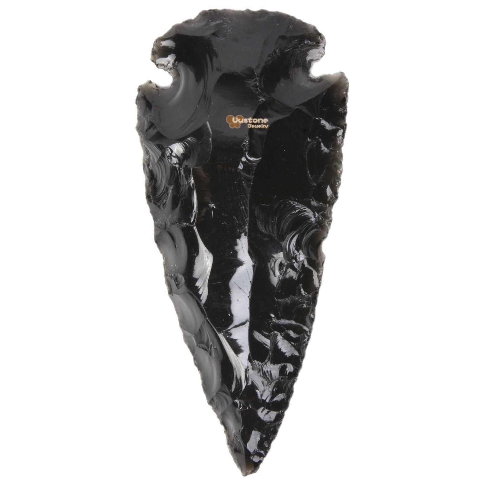 Black Obsidian Arrowhead Spearhead  Carving Healing Stone Hand Crafted Wire Wrapping Piece