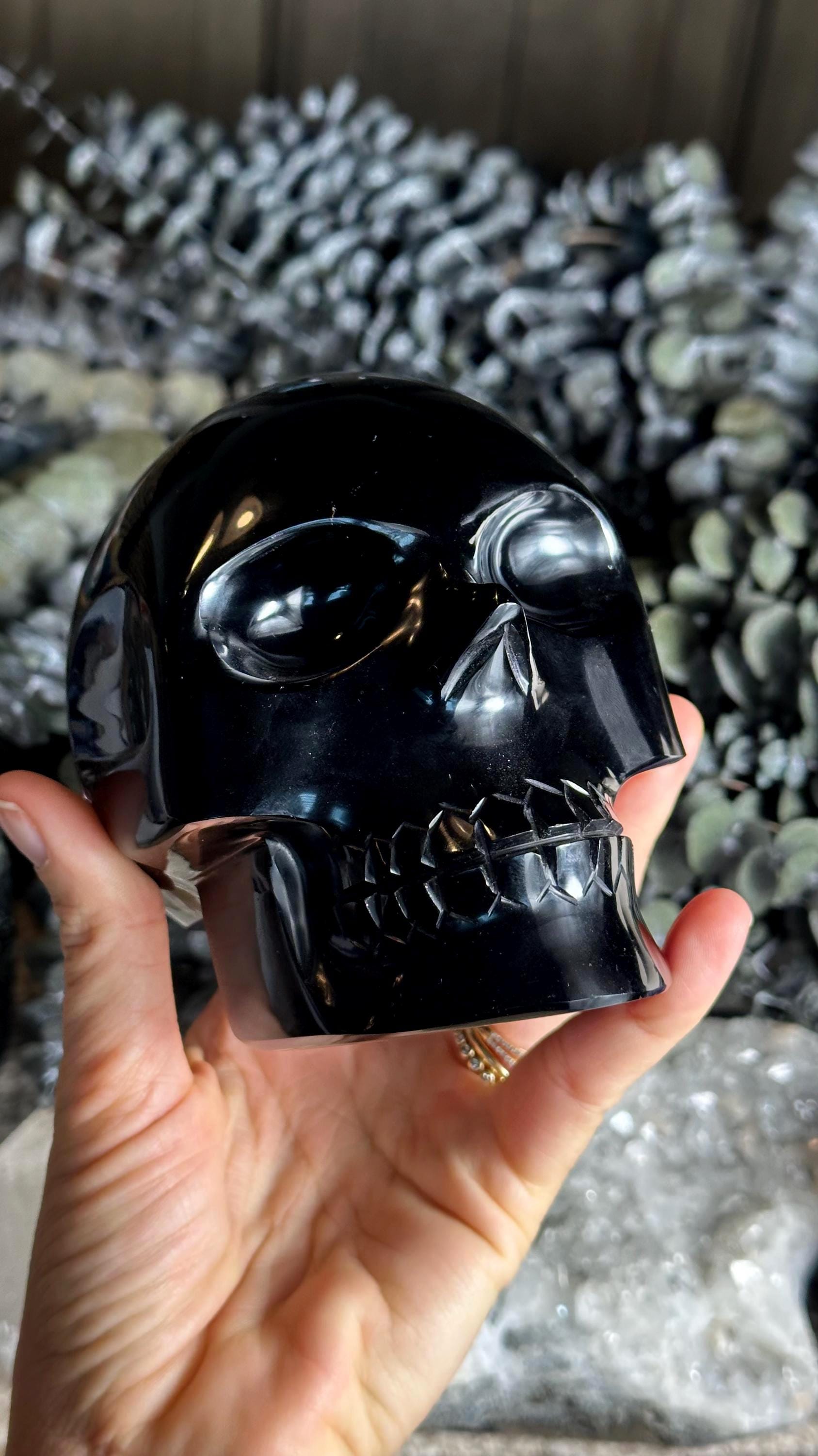 Black Obsidian Crystal Skull - 5" Stone Carving