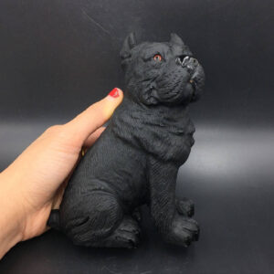 Cane Corso Dog Figurine Realistic Black Obsidian Dog Sculpture Crystal Animal Statue Gemstone Hand Carved Cane Corso Animal Sculpture An-00