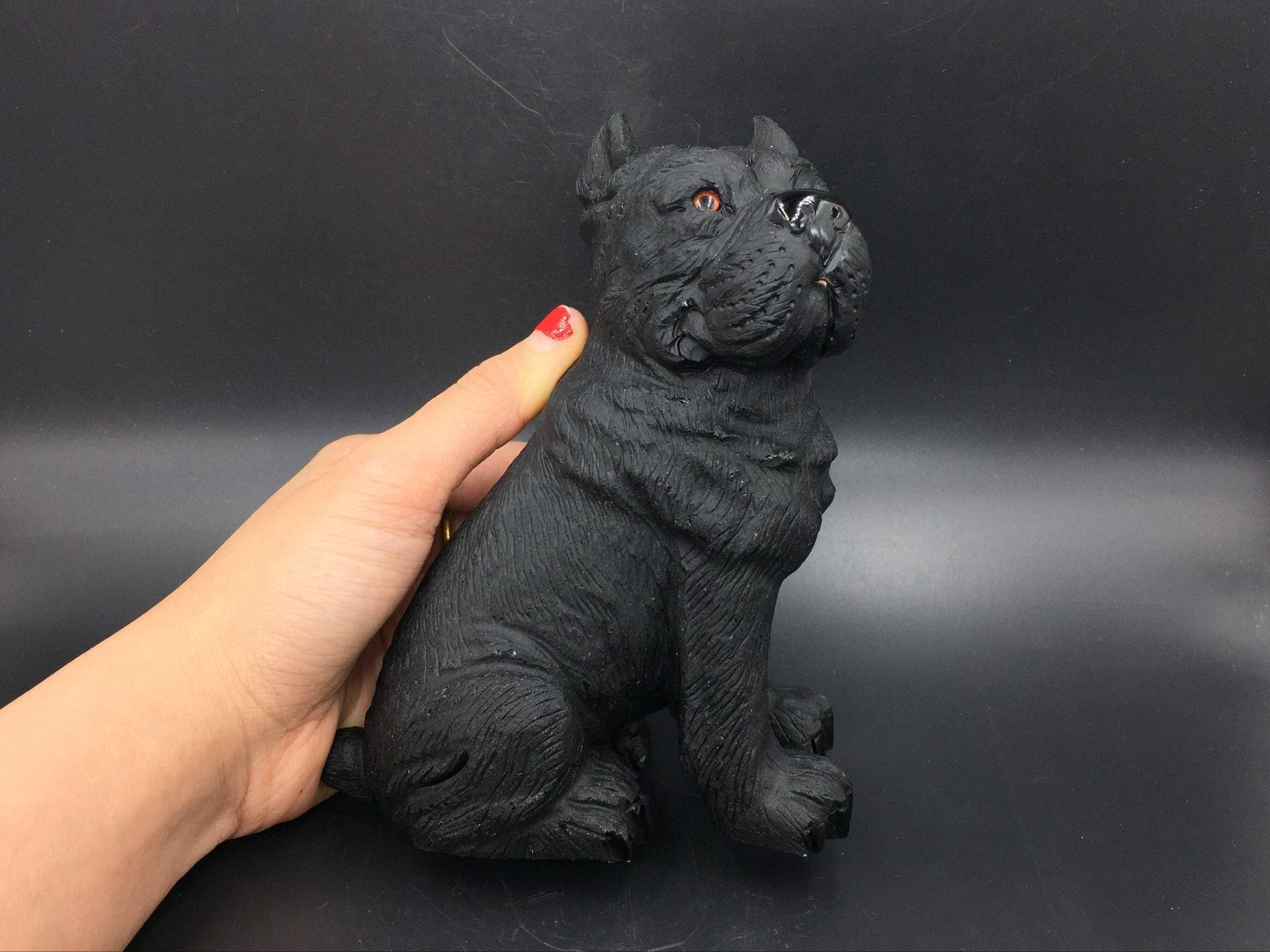 Cane Corso Dog Figurine Realistic Black Obsidian Dog Sculpture Crystal Animal Statue Gemstone Hand Carved Cane Corso Animal Sculpture An-00