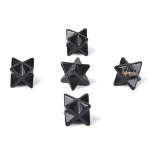 Carved Black Obsidian Gemstone Crystal Merkaba Star Energy Healing Sacred Geometry Chakra Stone