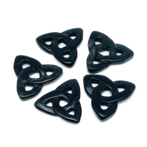 Obsidian Celtic Knot Carved Stone - Trinity Crystals Gemstone - Making Jewelry - Healing Crystals - Ck1003