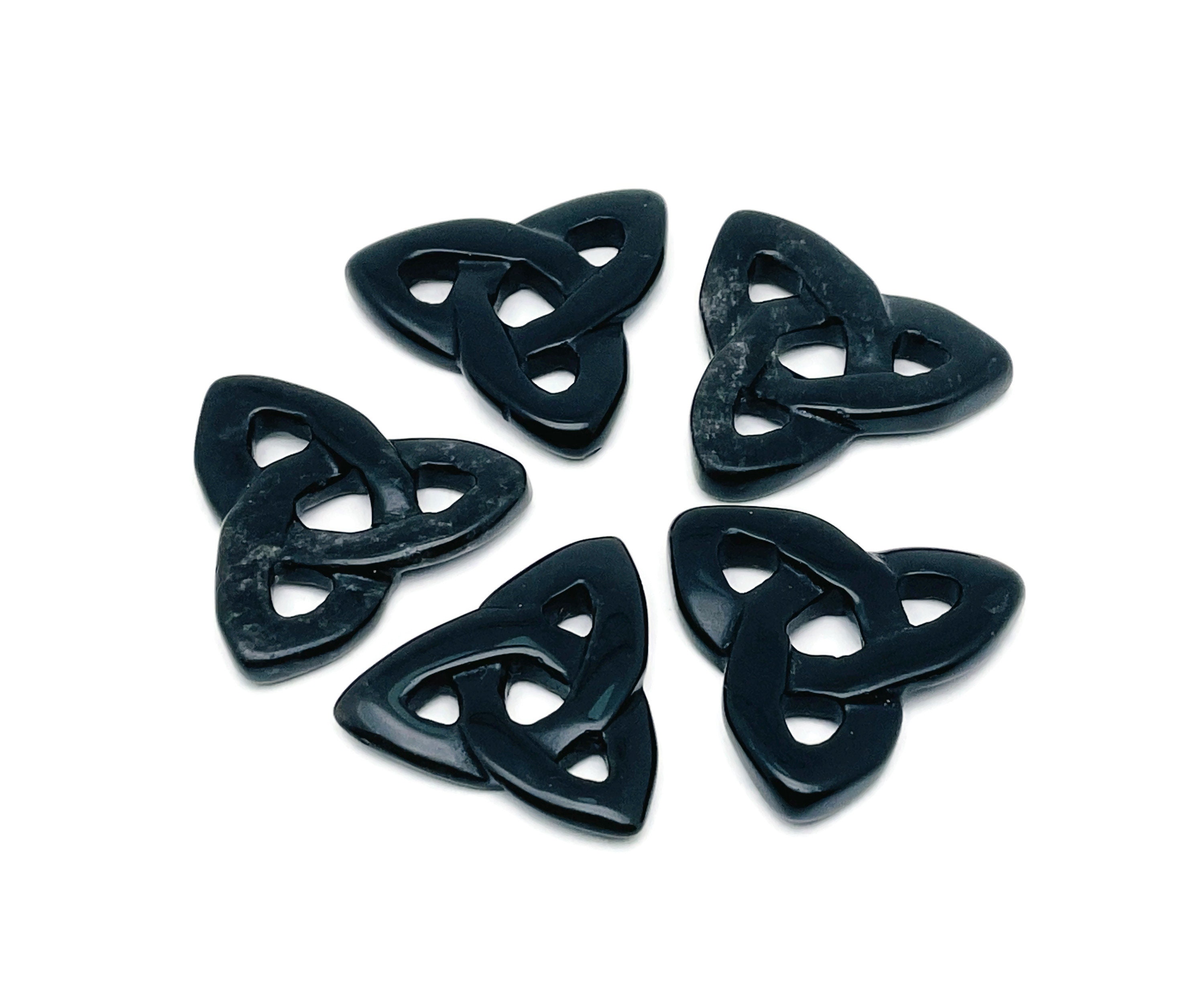 Obsidian Celtic Knot Carved Stone - Trinity Crystals Gemstone - Making Jewelry - Healing Crystals - Ck1003