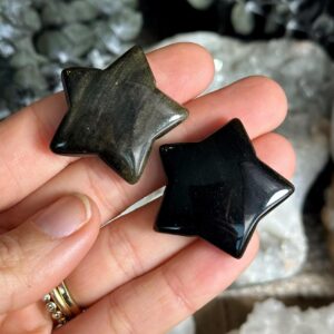 Obsidian Crystal Star, Gemstone Carving (1 Inch)