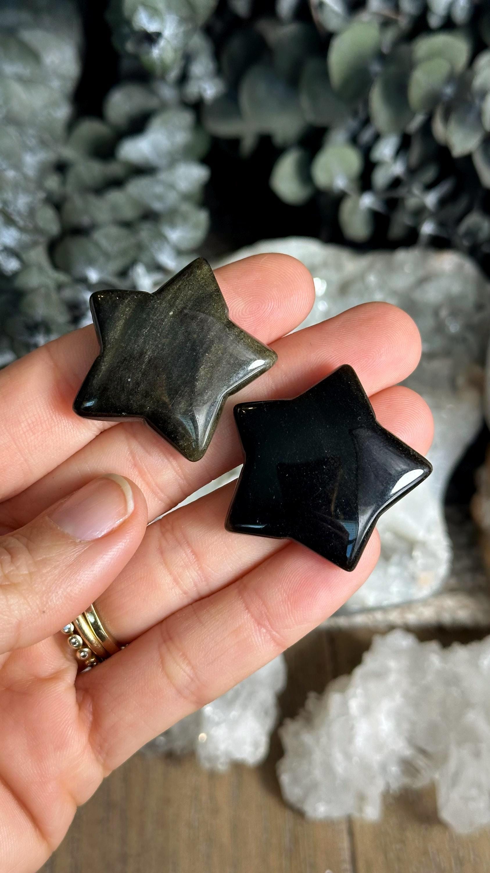 Obsidian Crystal Star, Gemstone Carving (1 Inch) Obsidian Crystal Star, Gemstone Carving (1 Inch)