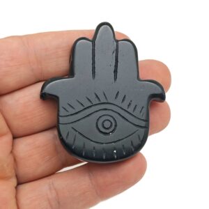 Obsidian Evil Eye Hand Gemstone Carving - Pocket Crystal - Crystals Chakra - Meditation Crystal - Energy Gift For Her - El1015