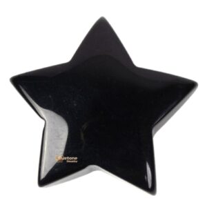 g6174.11 30mm Carved Black Obsidian Gemstone Crystal Healing Star Stone DIY