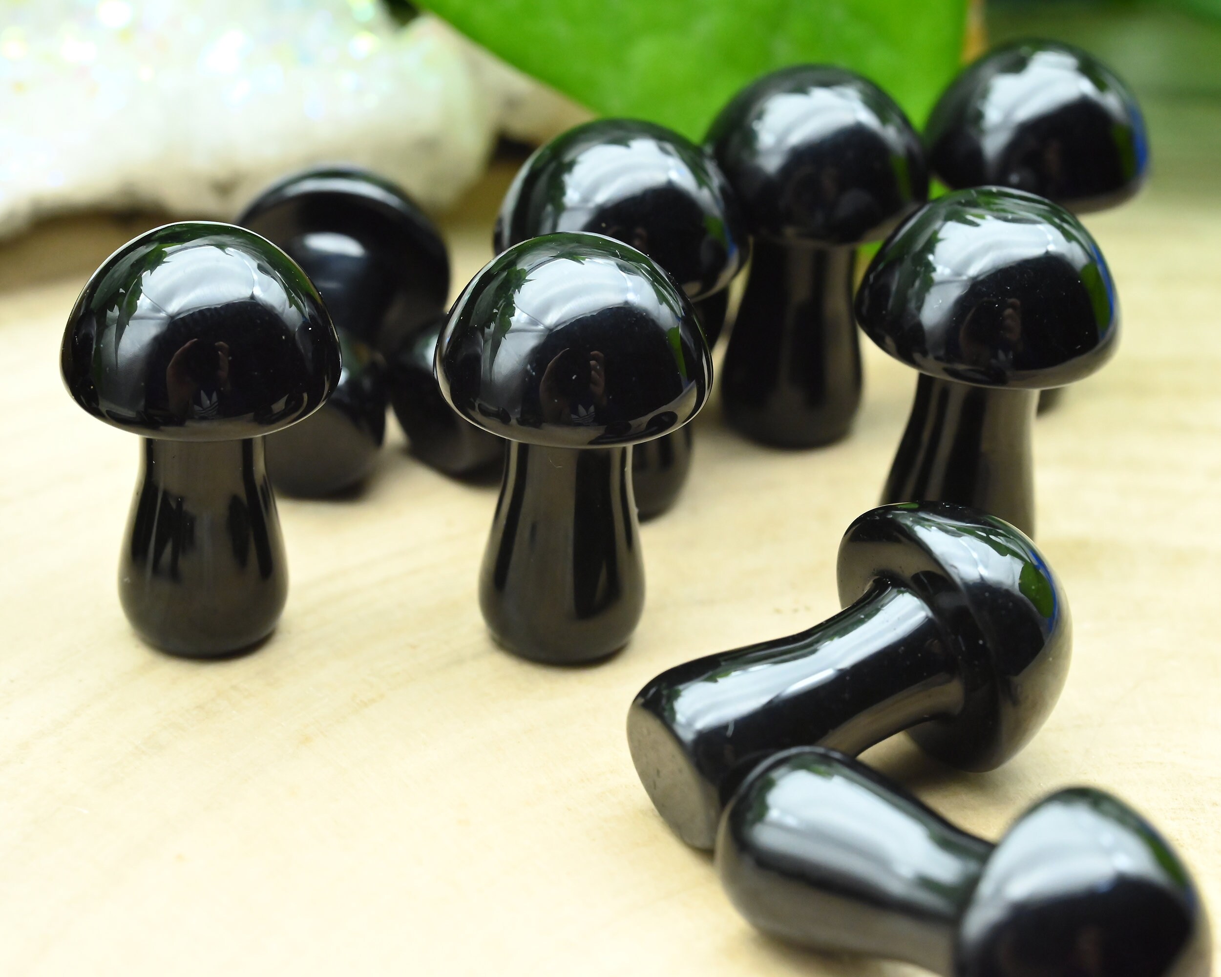 Natural Black Obsidian Mooshroom,hand Carved Mushroom,reiki Healing Crystal,mini Mooshroom Decor,home Decor,for Her Gift,gift Mystery Bag.