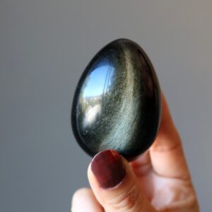 Sheen Obsidian Egg Gold Silver Ultimate Luxury Protection Stone