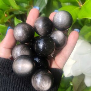 Silver Sheen Obsidian, Silver Sheen Sphere, Silver Sheen Obsidian Sphere, Qty. 1 Small Sphere