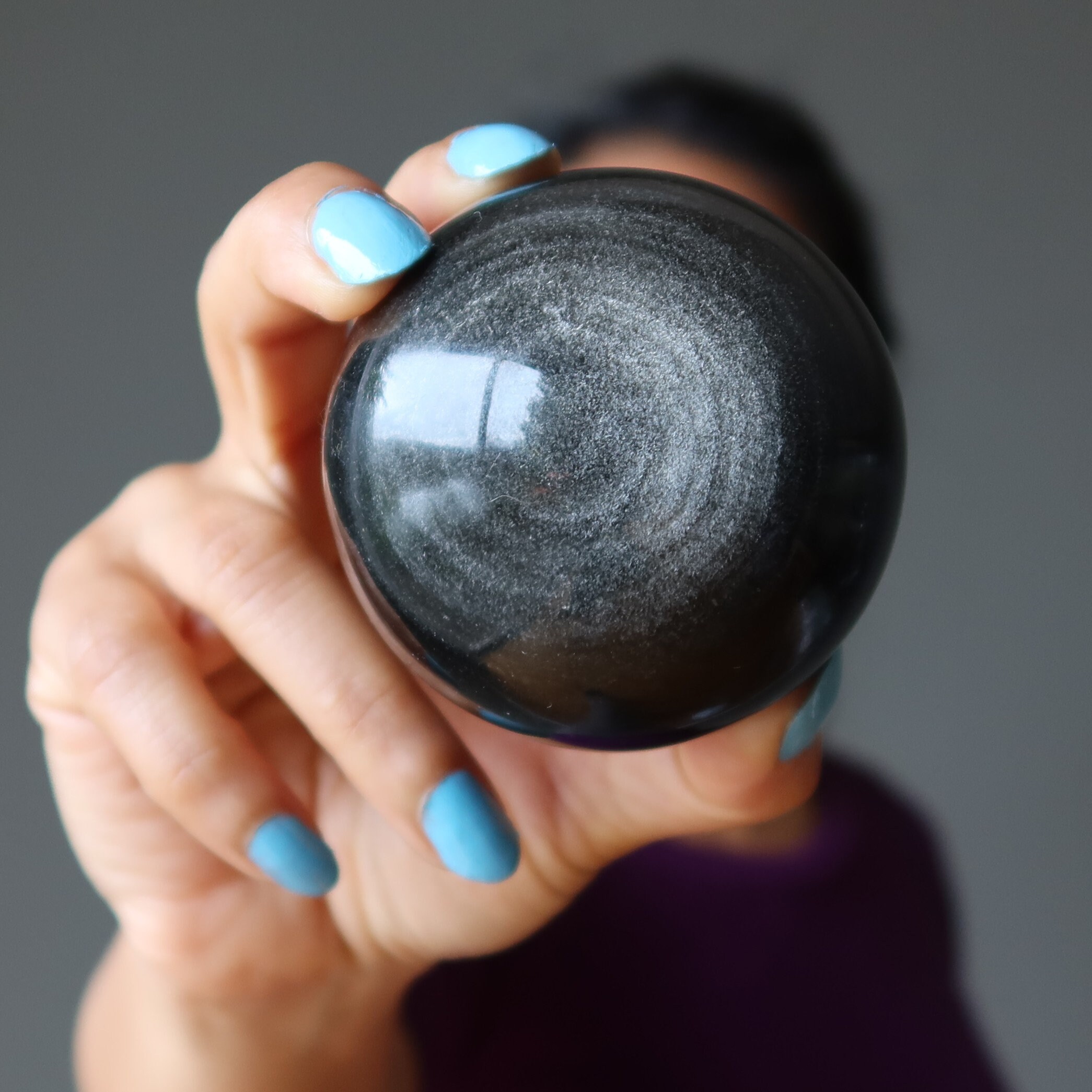 Silver Sheen Obsidian Sphere Soul Happiness Crystal Ball