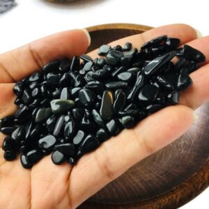 100g Black Obsidian Crystal: Small Tumbled Gemstone Chips