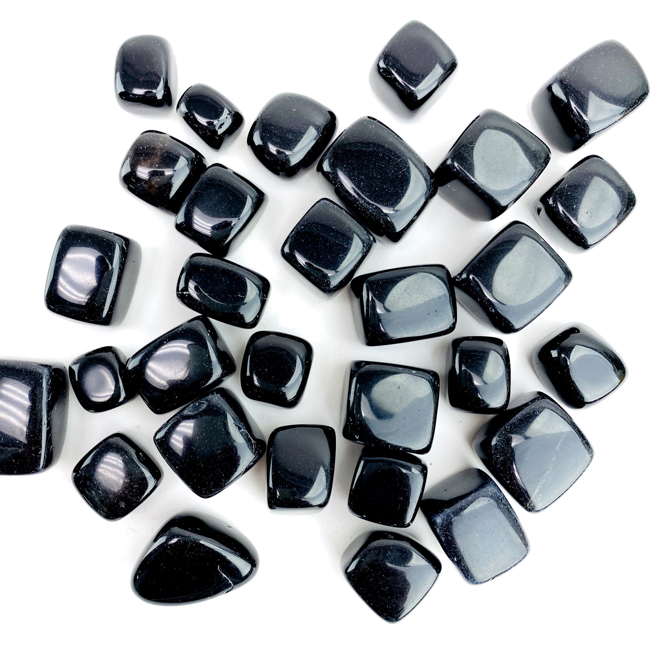 Black Obsidian Cubed Tumbled Stones - Bulk Crystals