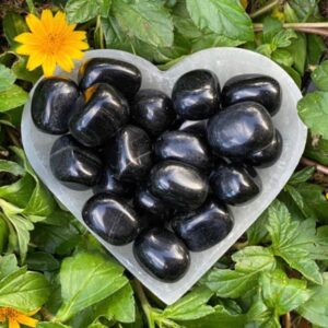 Black Obsidian Tumbled Stones: Volcanic Glass Crystals