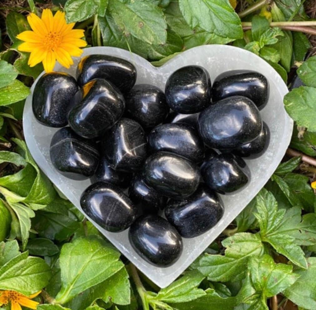 Black Obsidian Tumbled Stones: Volcanic Glass Crystals