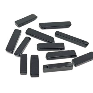 Obsidian Drilled Tumbled Stones - Rectangle Hole Tumbled Stone - Making Jewelry Cytsals - Bulk Stones - NC1669