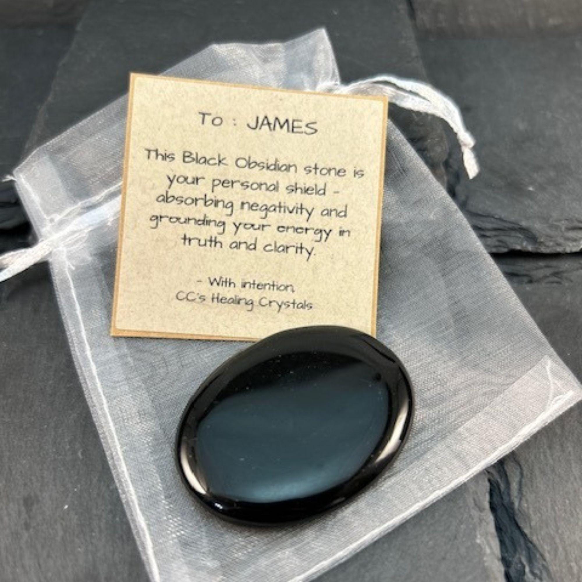 Anxiety Relief Gift, Obsidian Worry Stone, Stress Relief Crystal, Protection Stone Gift, Pocket Hug, Healing Crystal Gift For Her