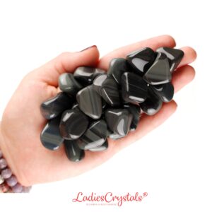 Platinum Obsidian Tumbled Stone, Silver Sheen Protection, Altar Ritual Gem